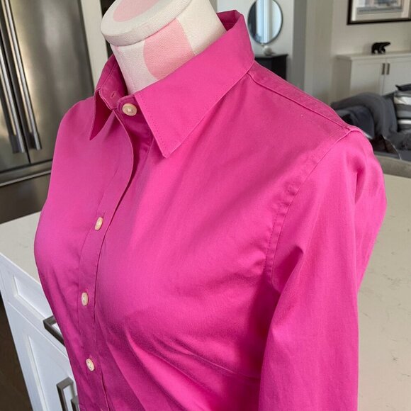 Banana Republic Factory LS Non Iron Button Down Fitted Cotton Shirt Pink Sz 4 - Picture 3 of 11